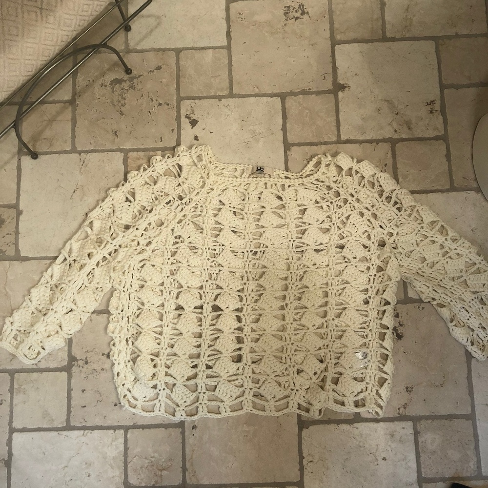 Cream lace crop sweater